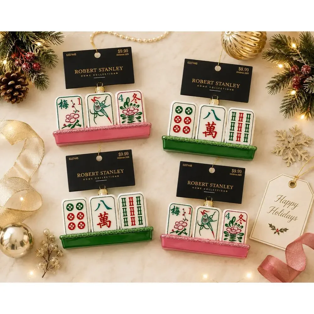 Robert Stanley Mahjong Christmas Ornaments Set 4 NWT